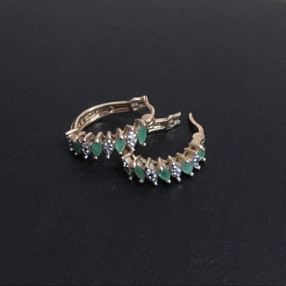 Gold-plated sliver, diamond, and peridot earrings